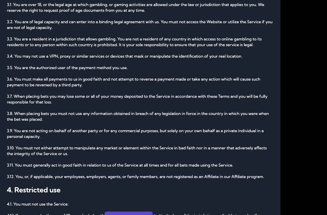 Στιγμιότυπο: σελίδα Responsible gaming